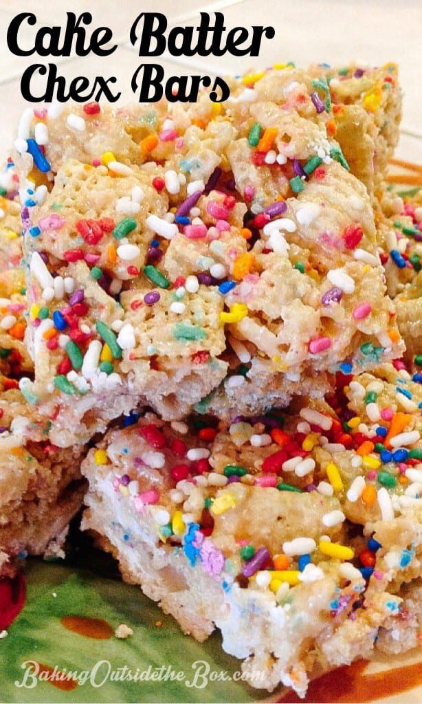 Cake Batter Chex Bars - Baking Outside the Box